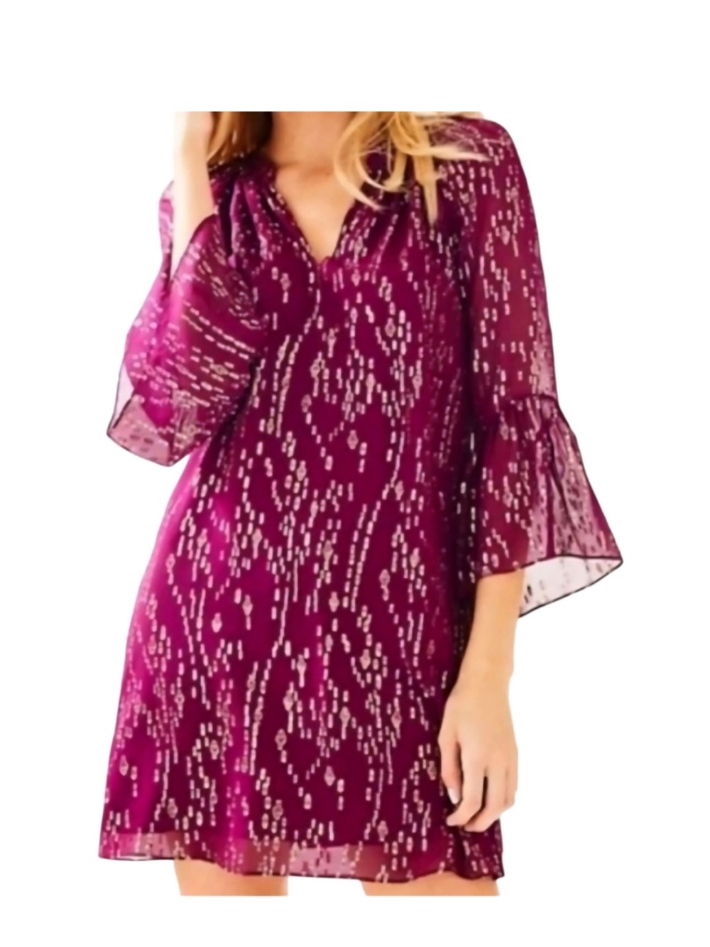 NWOT Lilly Pulitzer Cleme Silk Dress Purple Berry Chiffon Small